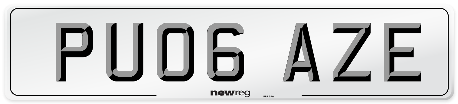 PU06 AZE Number Plate from New Reg